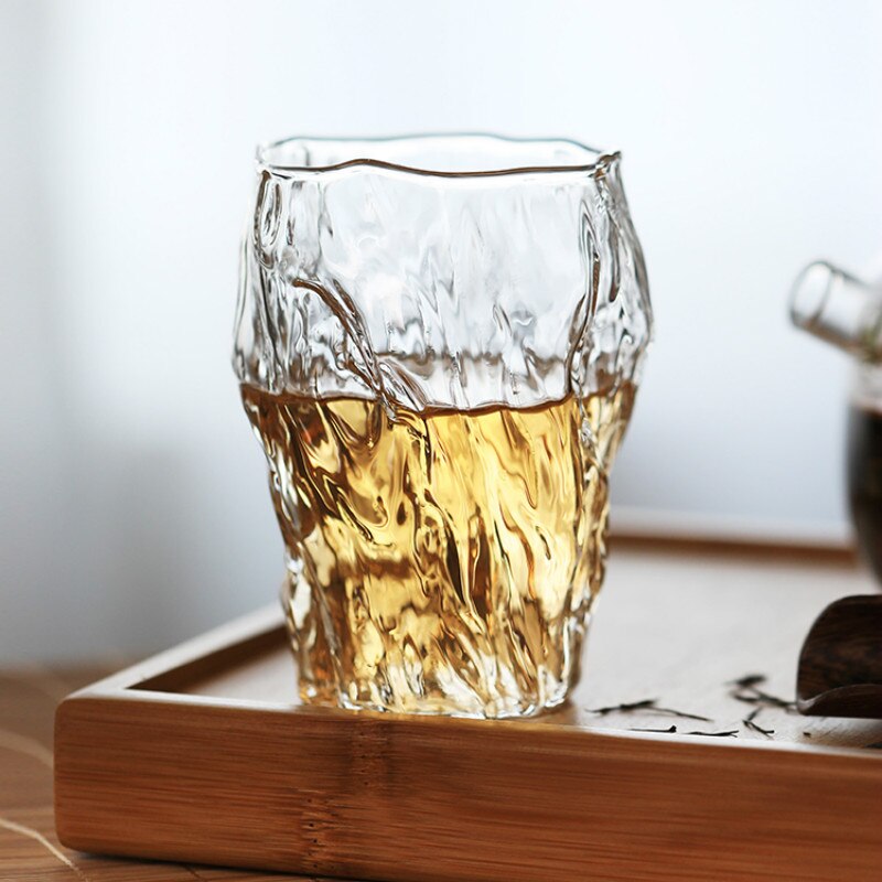 270ml Japanese style glass red wine glass hammered tea cup heat-resistant Japanese tree pattern transparent tea cup water cup