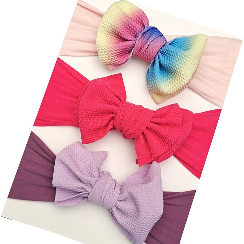 3 Pcs/Set Sweet Princess Baby Headband Flower Big Bows Kids Children Turban Hairbands For Girls Baby Girl Hair Accessories: style 18