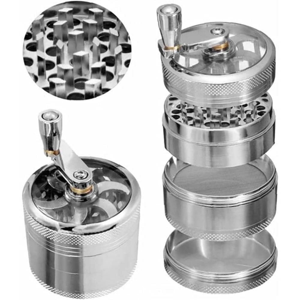 Mühle, Gewürzmühle, manuelle Metallmühle für Muskatnuss, Ingwer, Felssalz, 4-lagige Zinklegierung, Nuss- und Hartgewürzmühle, Zerkleinerer