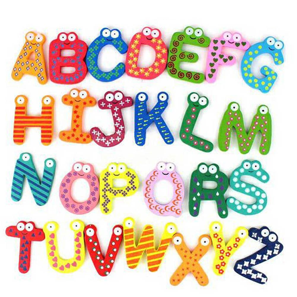 26/ 10/ 12 stk baby børn numre bogstaver træ alfabet køleskab magnet magnet pædagogisk legetøj sub: 26 stk. breve