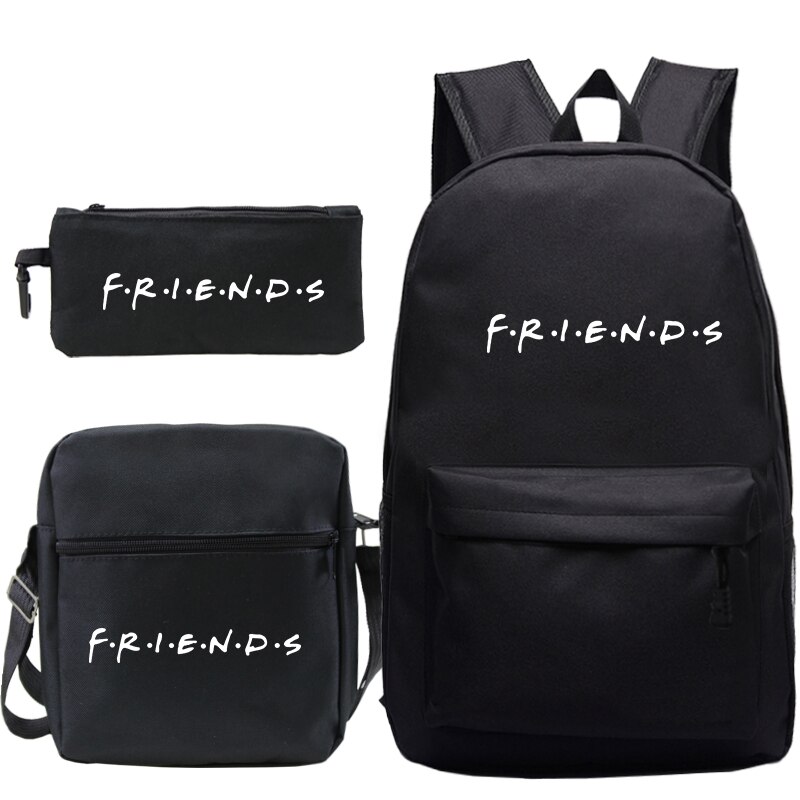 Mochila con estampado de TV Friends para Mujer, bolsa de viaje para ordenador portátil, escolar, para chicas adolescentes, 3 uds.