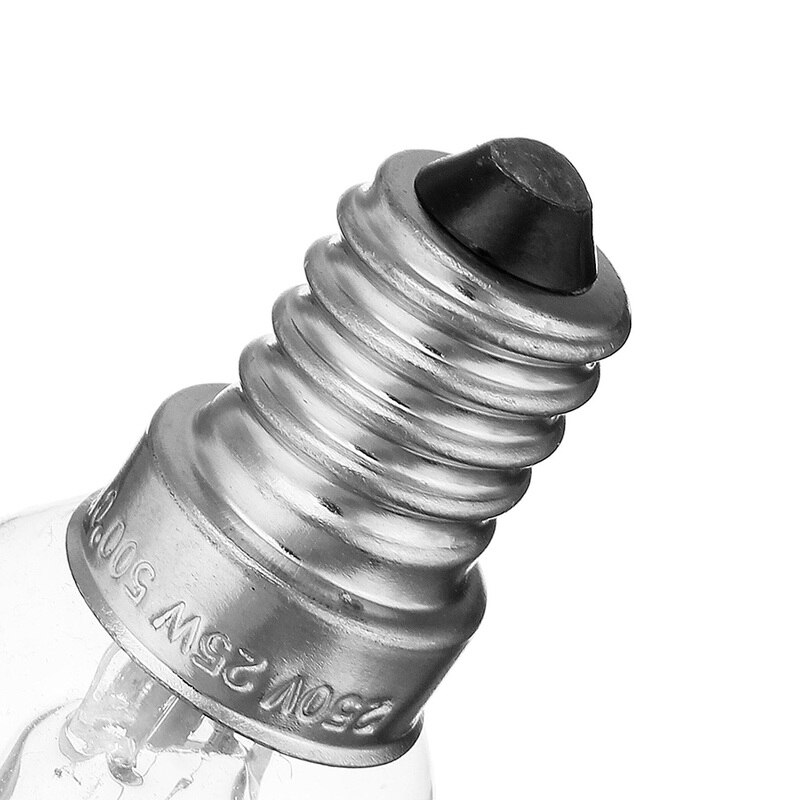 Bombilla de alta temperatura de 500 grados centígrados, 25W, E14, para horno microondas, lámpara de filamento de tungsteno, AC110-250V