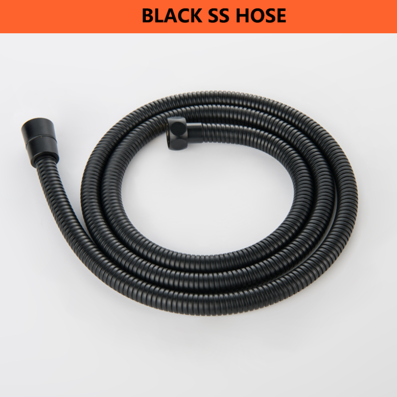 ABS Hand Shower Set 2 Functions Black and Chrome Handheld Swivel Bracket 1.5m Stainless Steel Hose: Black Hose