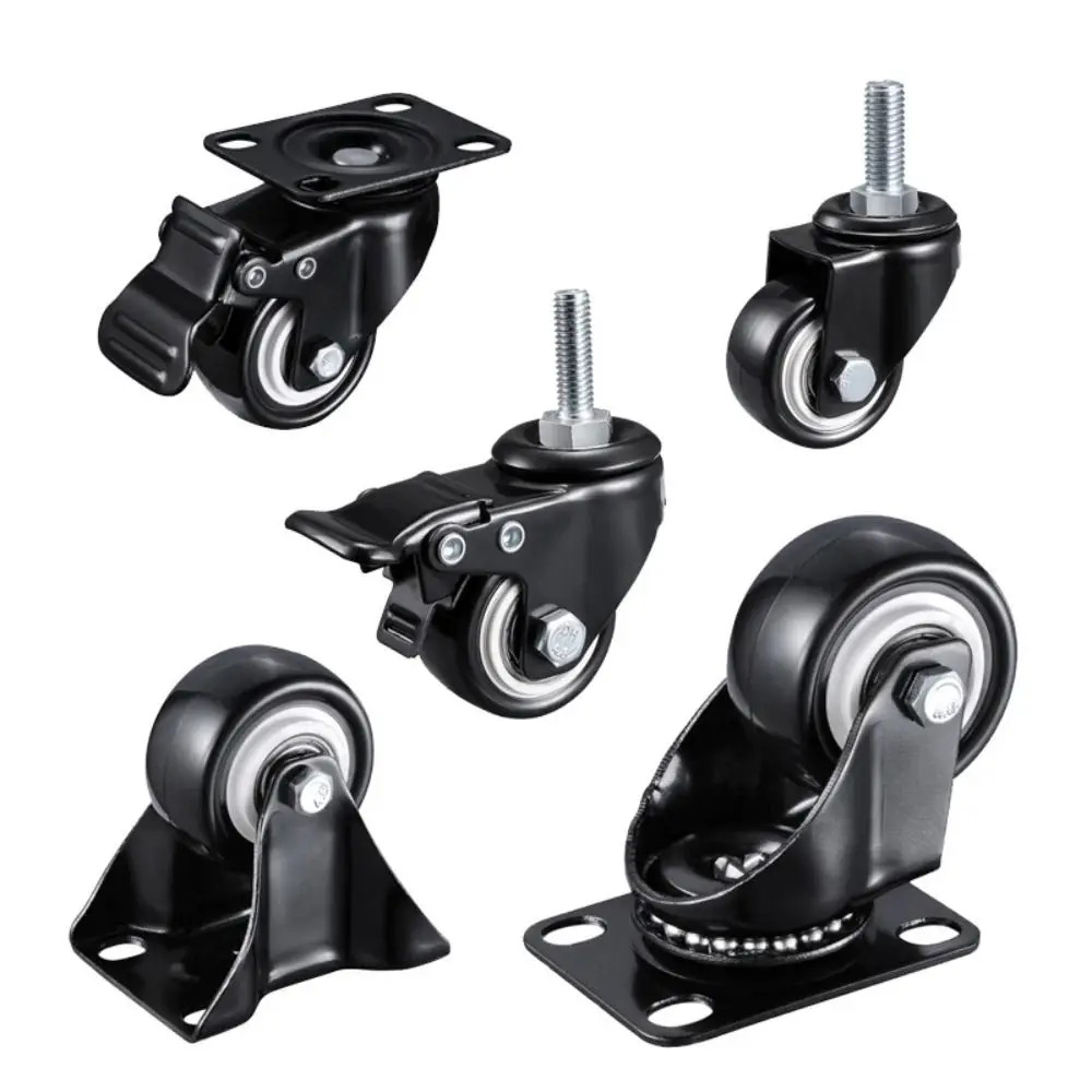 Ruedas de goma resistentes Rodillos de ruedas para muebles Ruedas giratorias 360 ° Rueda giratoria industrial con freno 1,5/2 pulgadas