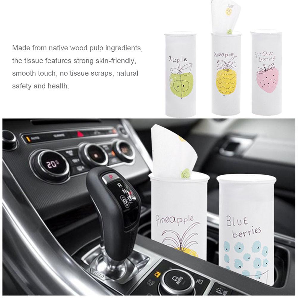 1pcs Facial Tissue Cylinder Soft Paper Towel With Fruit Pattern Fragrance-free Cleaning Tissue For Home Car (Random)