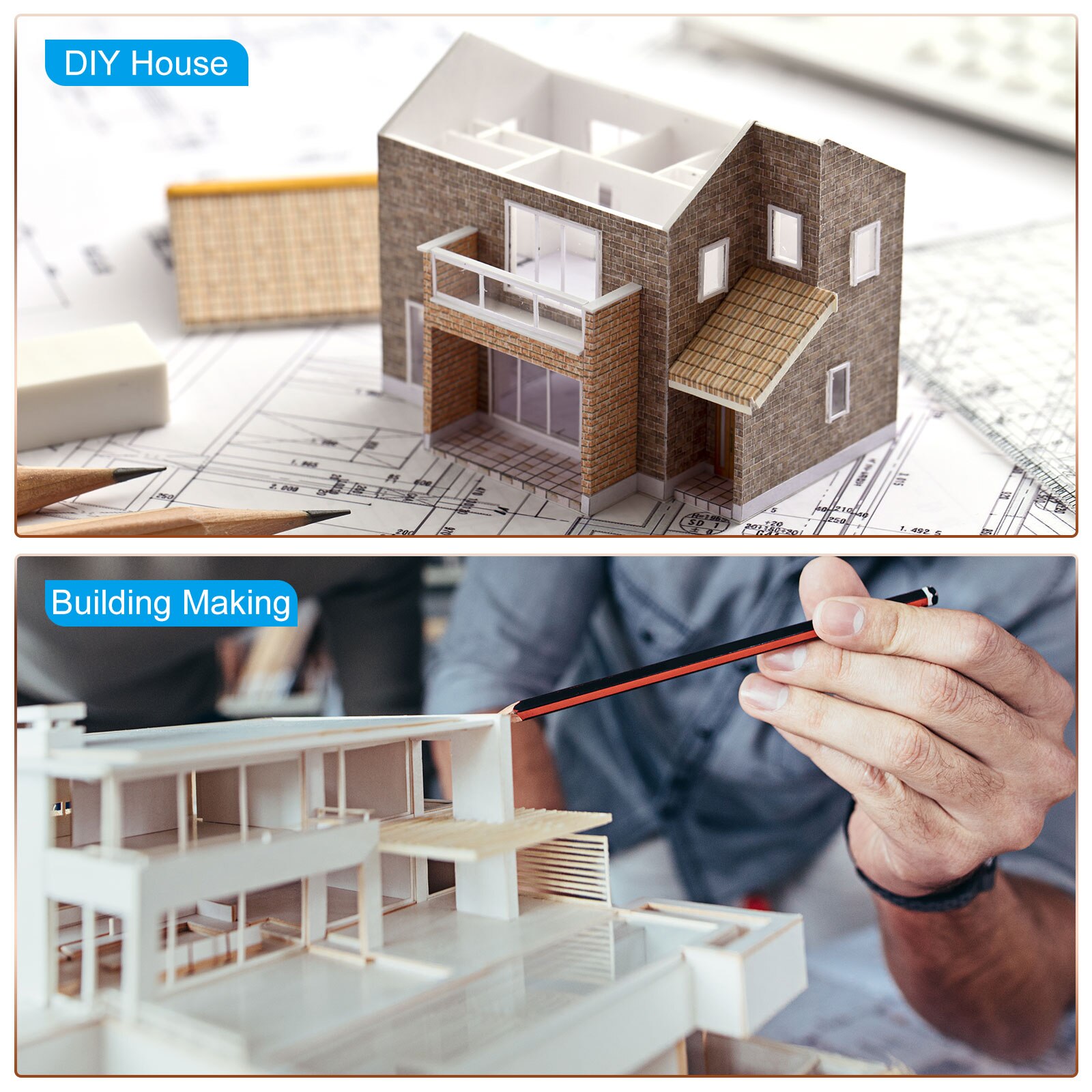 Uxcell ABS Plastic Rod Round Solid White Bar 6mmx250mm for DIY Model Material, DIY Sand Table, Pack of 10