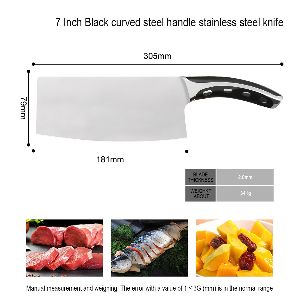 XYj couteau à découper chinois intelligent en acier inoxydable 4CR14, couteau de cuisine serbe, couteau de boucher à os, accessoires de cuisine: Black Handle