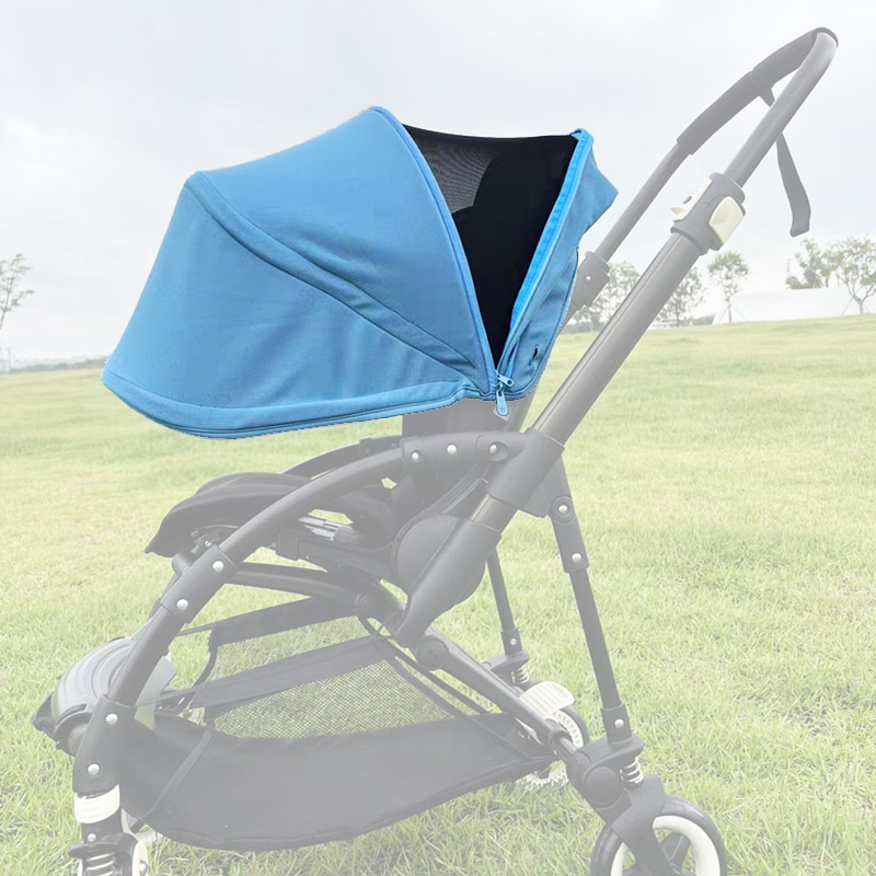 Kinderwagen Zonnescherm Voor Bugaboo Bee 3/5/6 Fox Kinderwagen Zonnekap Slaapmand Luifel Uitschuifbare Buggy Dak met Mesh Venster: HEUBLAUW