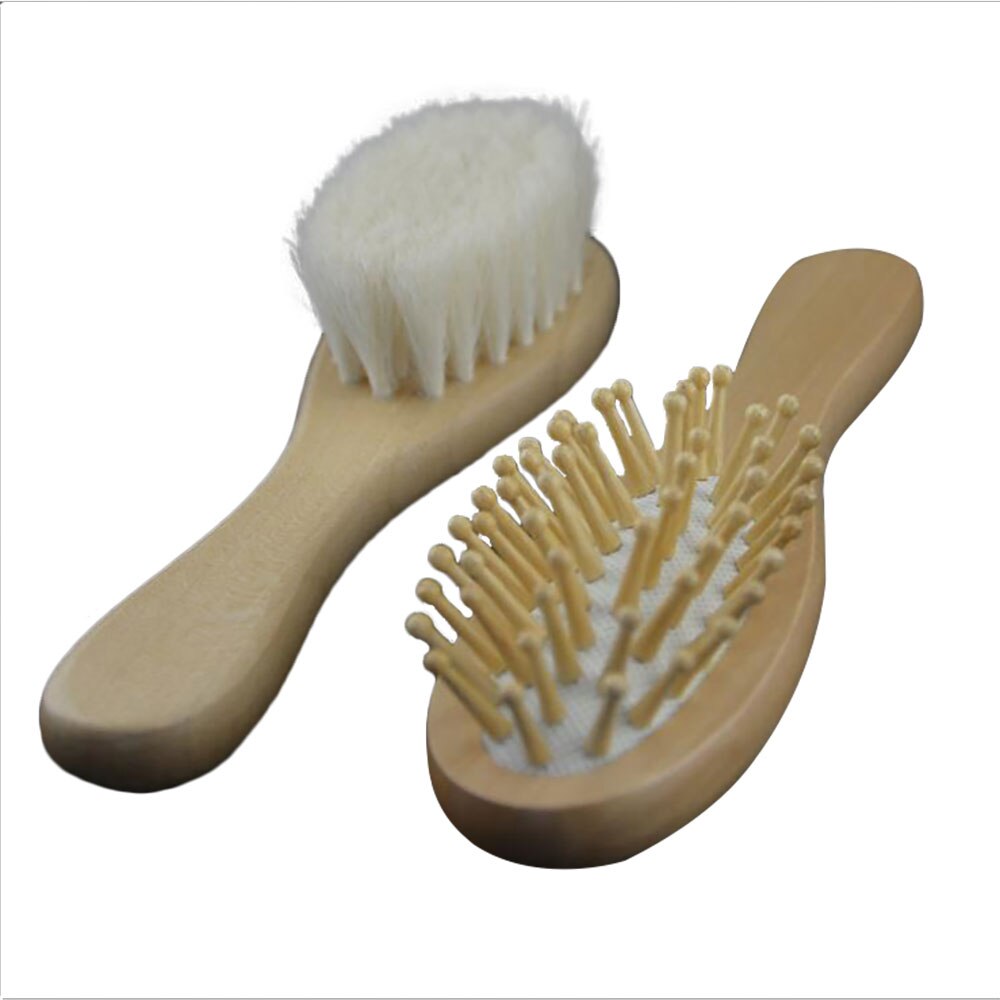 2pcs Wooden Baby Hair Brush Comb Kit Head Massager Brushes Baby Shower for Newborns Toddler Hair Brush Infant Head Massager