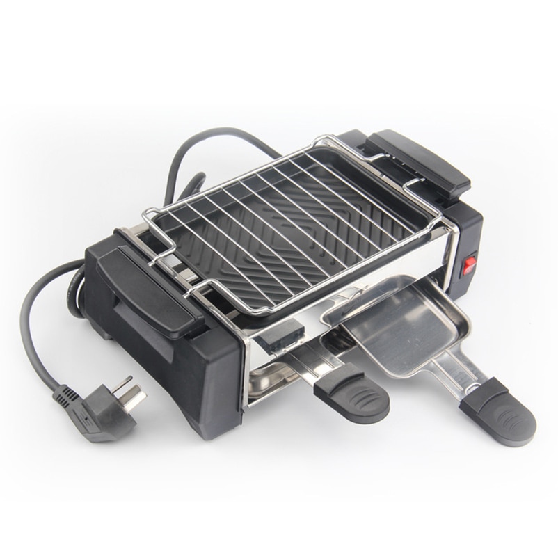 Barbecue à Raclette électrique 1000W, antiadhésif pour 2 à 4 personnes, grille, sans fumée, poêle, appareil de cuisson, 220V