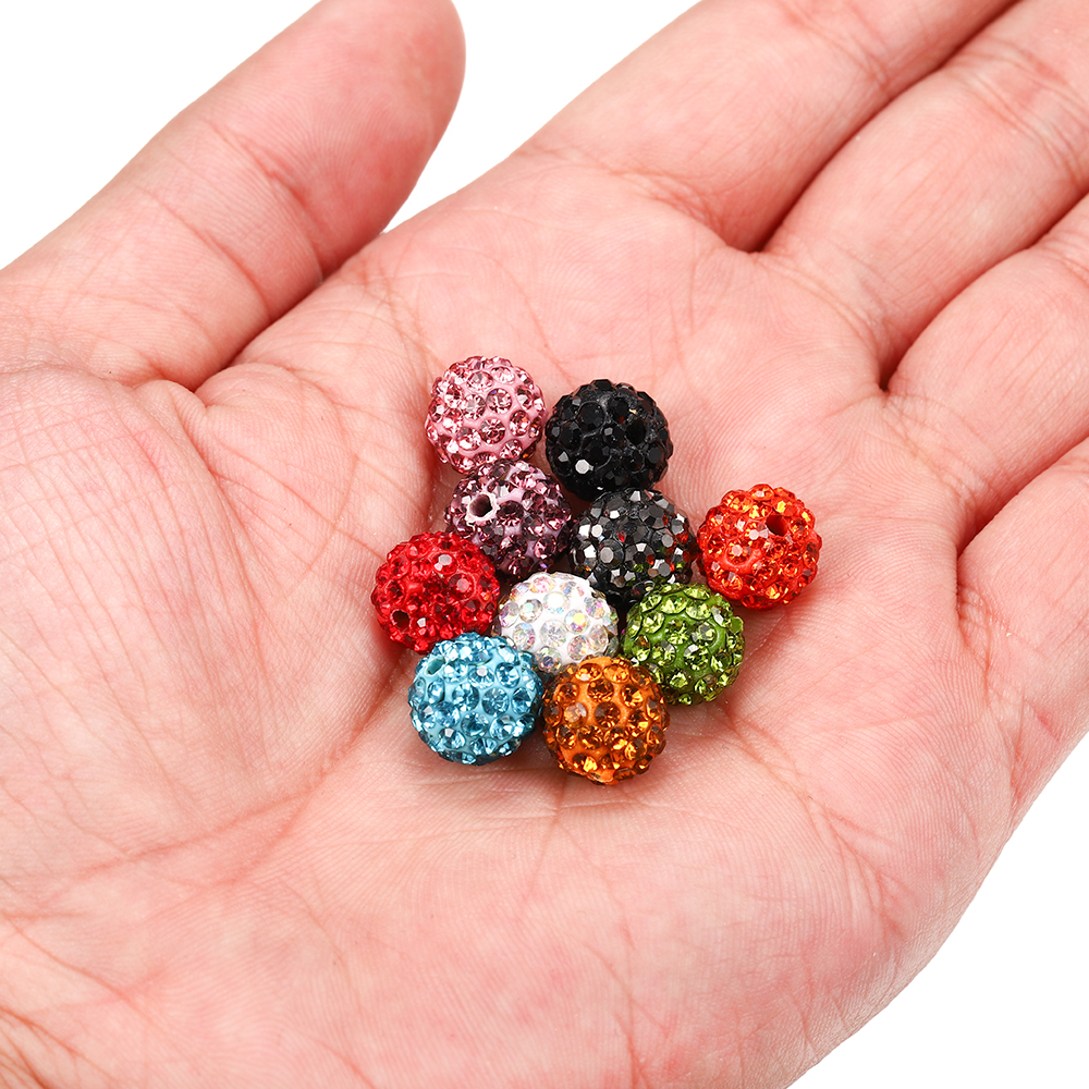 10Pcs 10Mm Disco Ball Ronde Kristallen Steentjes Losse Spacer Charm Kralen Voor Diy Sieraden Maken Accessoires