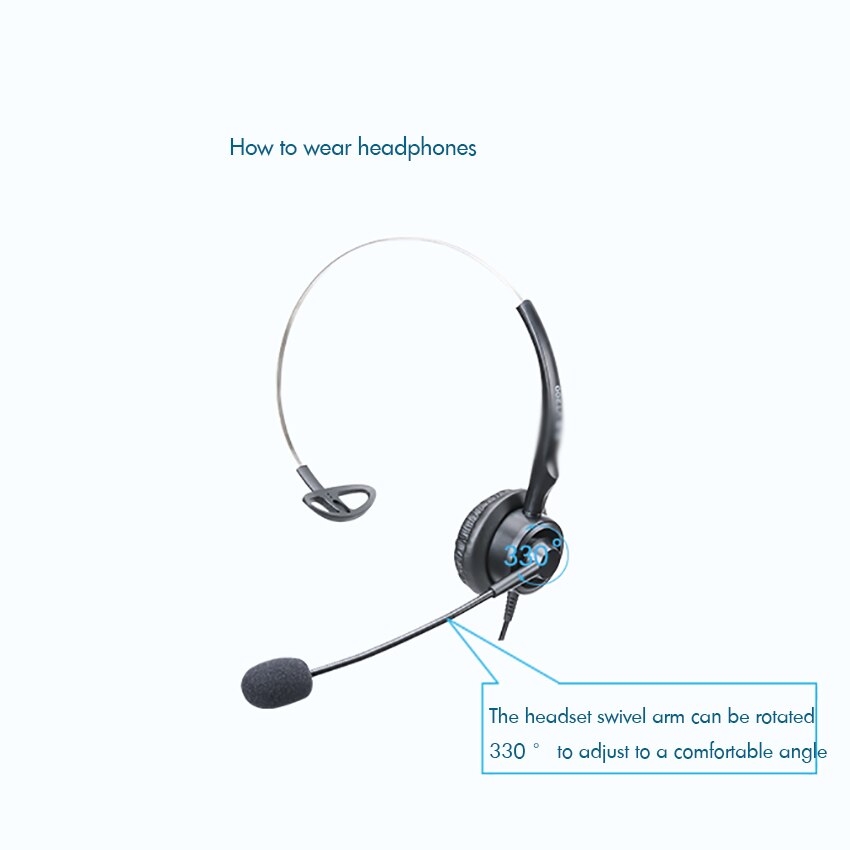 Phone Headset Crystal Head Call Center Headset, Noise Cancelling Microphone with Double 3.5mm Plug / USB Connector for Computer