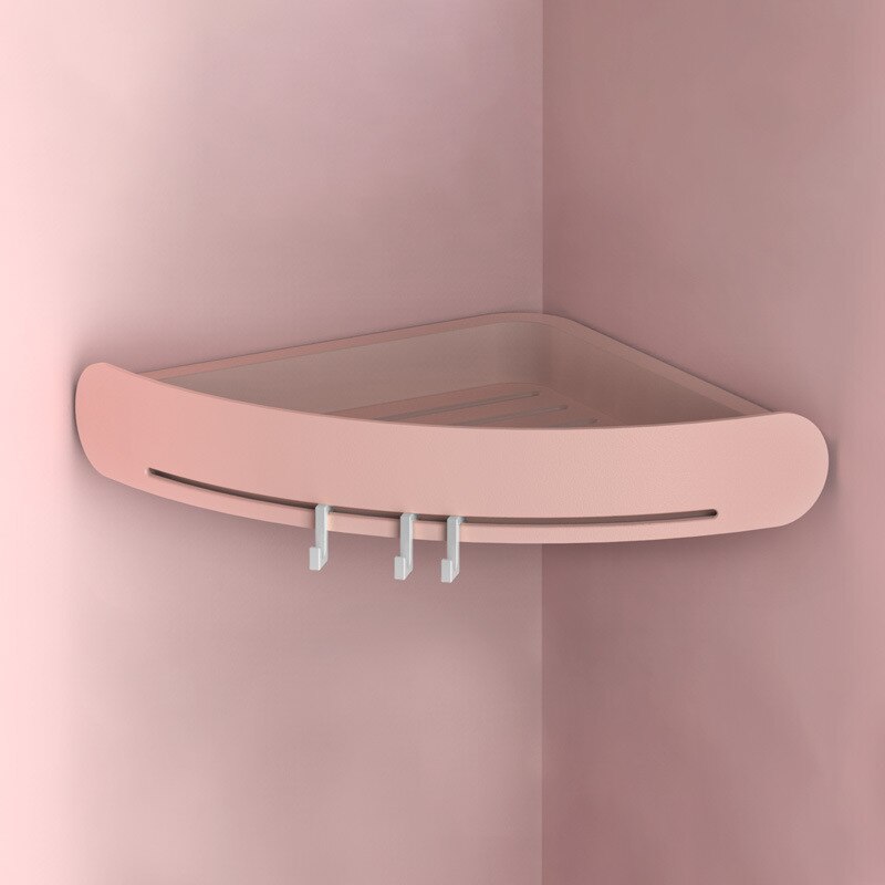 Plastique salle de bain étagère organisateur Snap Up coin étagère Caddy salle de bain coin étagère douche stockage support mural porte-shampooing: Pink