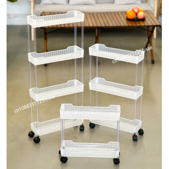 Acrylic Clear Trolley Rack Movable Rolling Utility Cart Narrow Gap Storage Rack with Wheels Bathroom Removable Shelf 2/3/4 Layer
