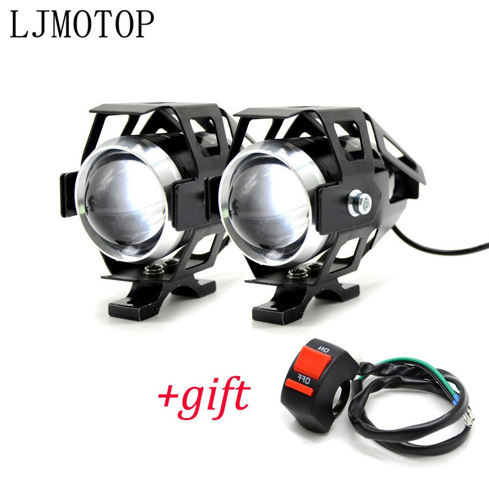 Motorcycle LED headlights U5 12V Decorative lamp Spotlight For HONDA CB650R CBF1000/A CB600F CBF600/SA CB125R CBR600F: B-black-a pair