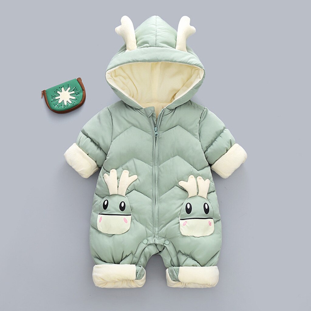 Cartoon Herten Baby Meisje Winter Jas Dikke Warme Hooded Uitloper Baby Jongens Jas Pasgeboren Jumpsuit Romper Kleding Windjack