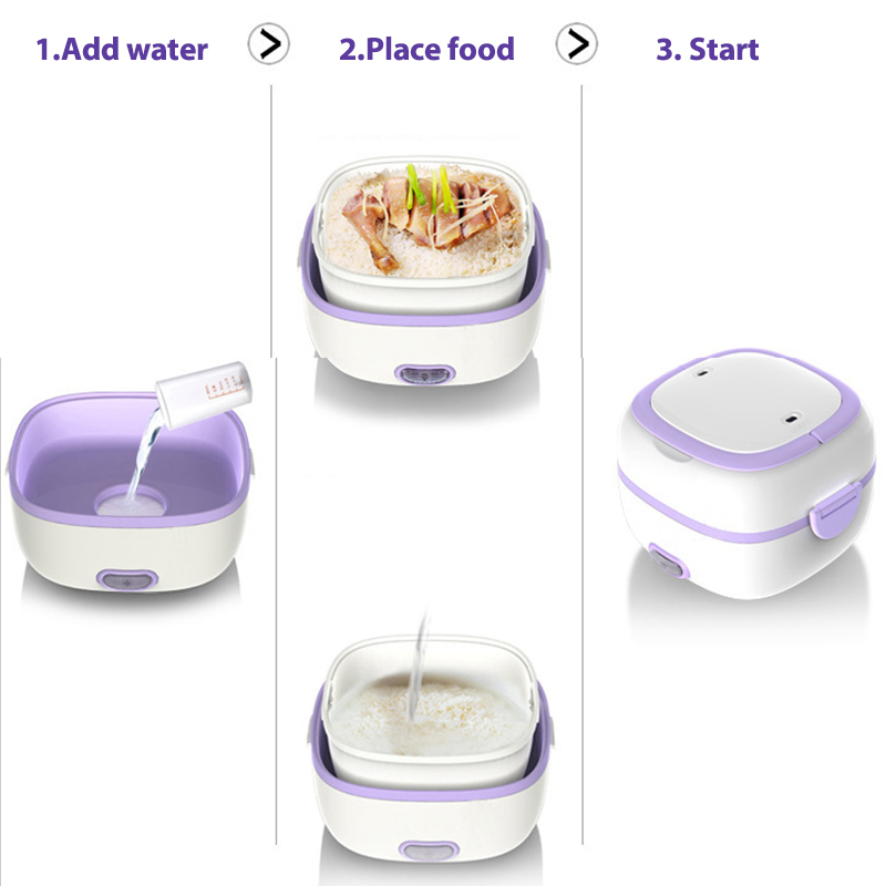 Mini Rice Cooker Thermal Heating Electric Lunch Box 2 Layers Portable Food Steamer Cooking Container Multifunctional Lunchbox