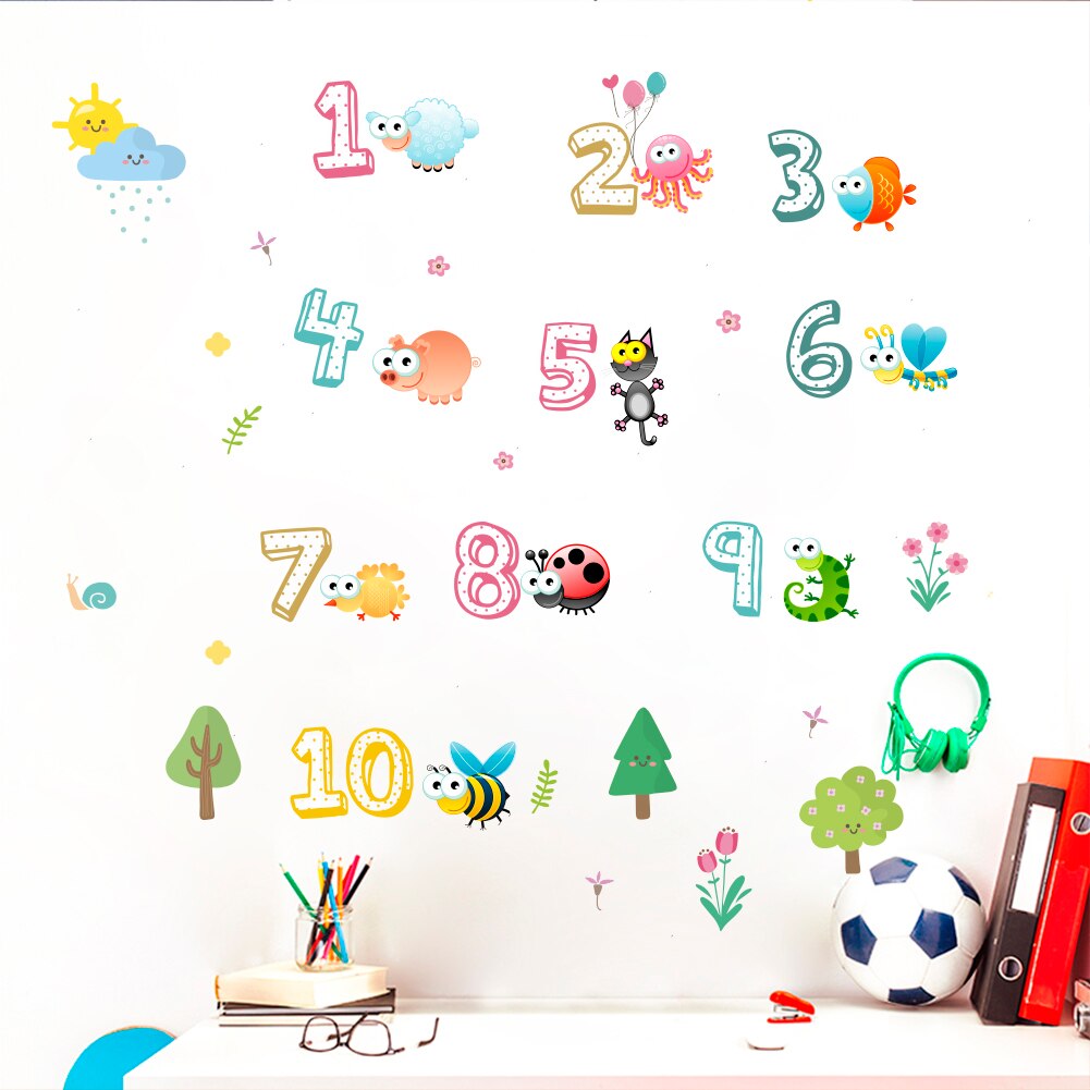 Cartoon number animal 26 letter word wall stickers children&#39;s room kindergarten early education wall stickers letter signs: 06