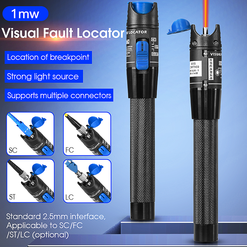 Medidor de potencia óptica (OPM -50 ~ + 26dBm) y localizador visual de fallos (1/10/20/30/50mw VFL) Kit de herramientas de prueba de cables de fibra óptica FTTH (opcional)