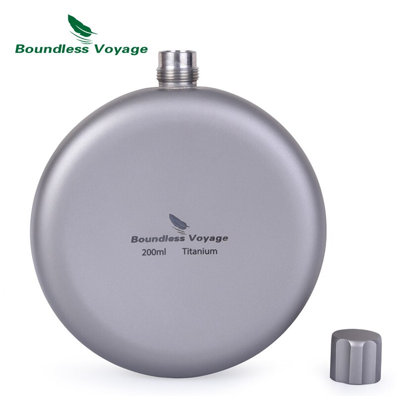 Grenzeloze Voyage Camping Titanium Heupfles Met Trechter Draagbare Ronde Sport Fles Water Wijn Whisky Drinkwaren 7Oz 200Ml