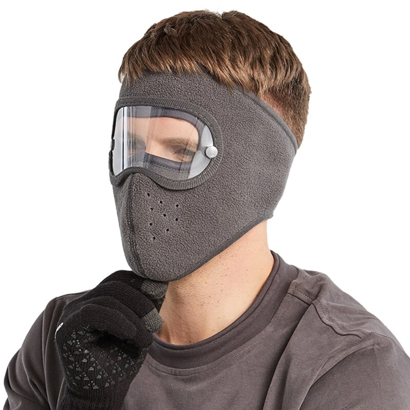 Facial Protection Anti-Fog Dust-Proof Full Face Protection Headgear with Removable Goggles NIN668: Gray