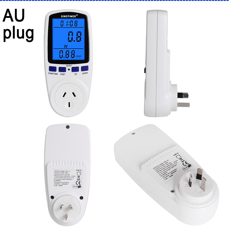 Grote Lcd Backlight Eu Uk Br Us Fr Au Plug Energy Meter Elektrische 230V 110V Watt Voltage Amp meter Stroomverbruik Analyzer: AU Plug