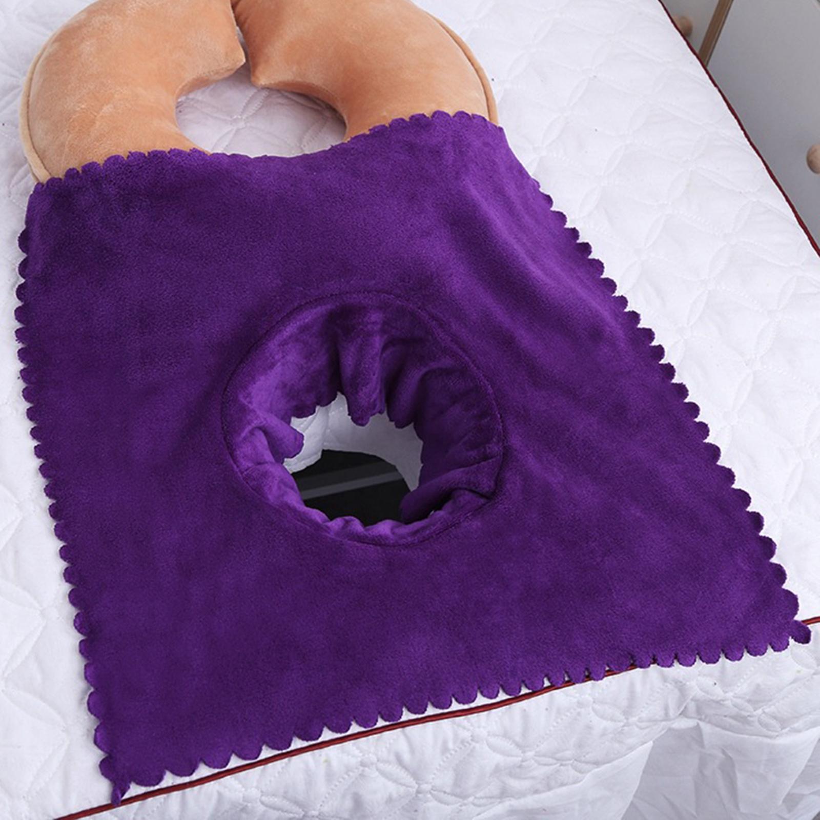 Massage Table Sheet Covers with Face Hole Satin Strip Coverlet for Beauty Salon SPA: Dark Purple