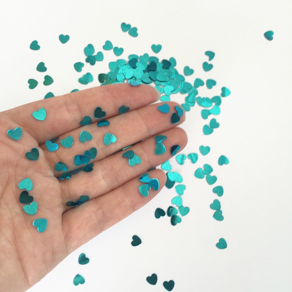 Turkusowy niebieski małe błyszczące serce ślub niemowlę prysznic chrzciny 1st komunii konfetti dekoracja stołu