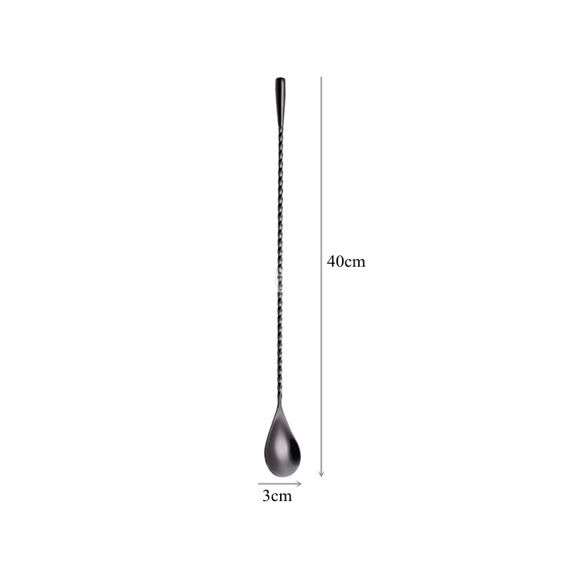 Cuillère à Cocktail à poignée en spirale de 30/40/50cm de Long, agitateur à boisson, tige de mélange de Whisky, outils de barman, ustensiles de Bar de cuisine: 40cm Black