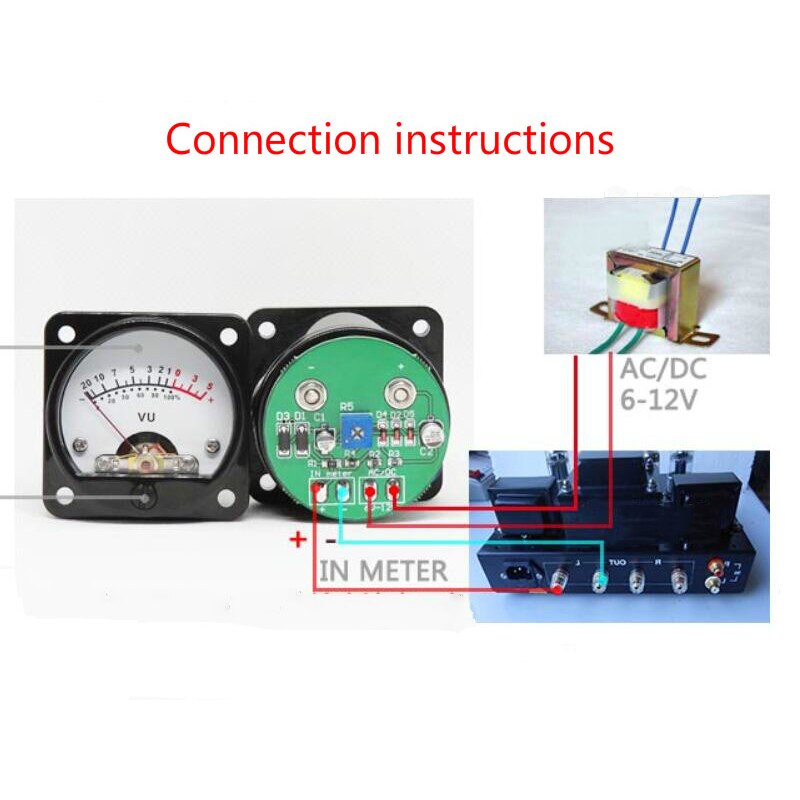 Vu meter panel kit 2 st analog vu meter + dedikerat förarkort med bakgrundsbelysning