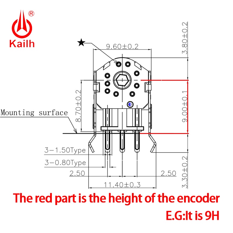 Kailh 7/8/9/10/11/12mm Rotary Mouse Scroll Wheel Encoder 1.74 mm hole 20-40g force for PC Mouse alps encoder 800,000 life cycles