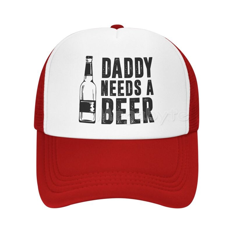 Daddy Behoeften Een Bier Trucker Hoed Grappig Bier Vader Vaderdag Hoeden: Rood