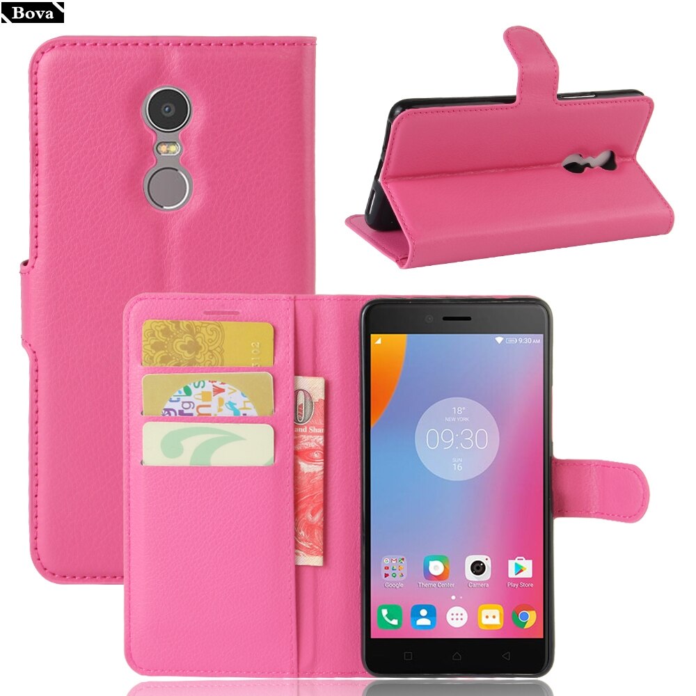 til fundas lenovo  k6 Merk etui pu lær lommebok deksel kortholder telefon etui til lenovo  k6 Merk  k6 Merk beskyttende etui hylster: rose jfc