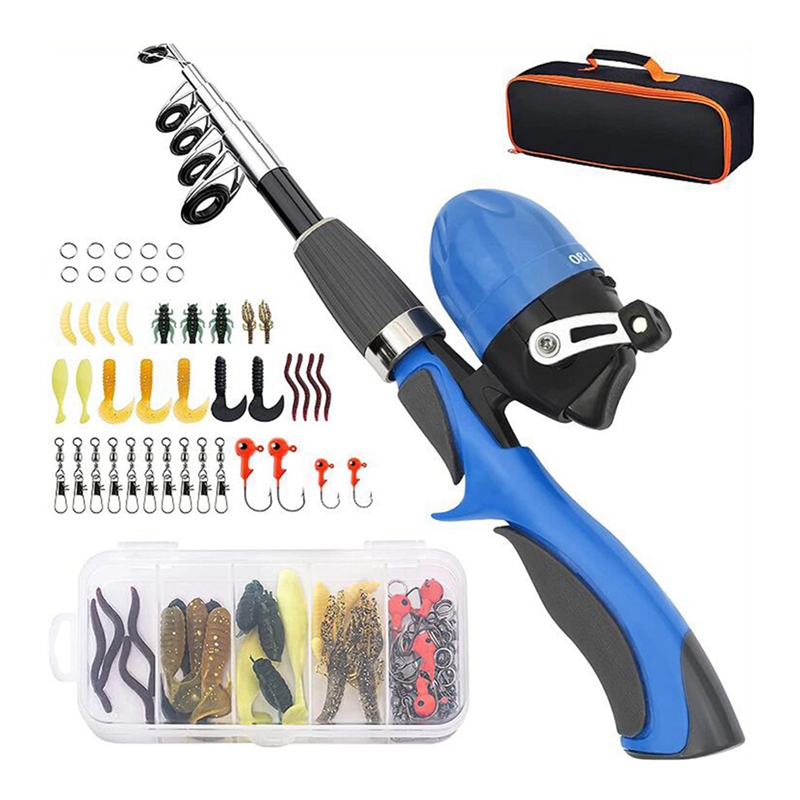 Set Da Pesca Per Bambini Completo - Canna Con Mulinello, Esche E Borsa Per Il Trasporto