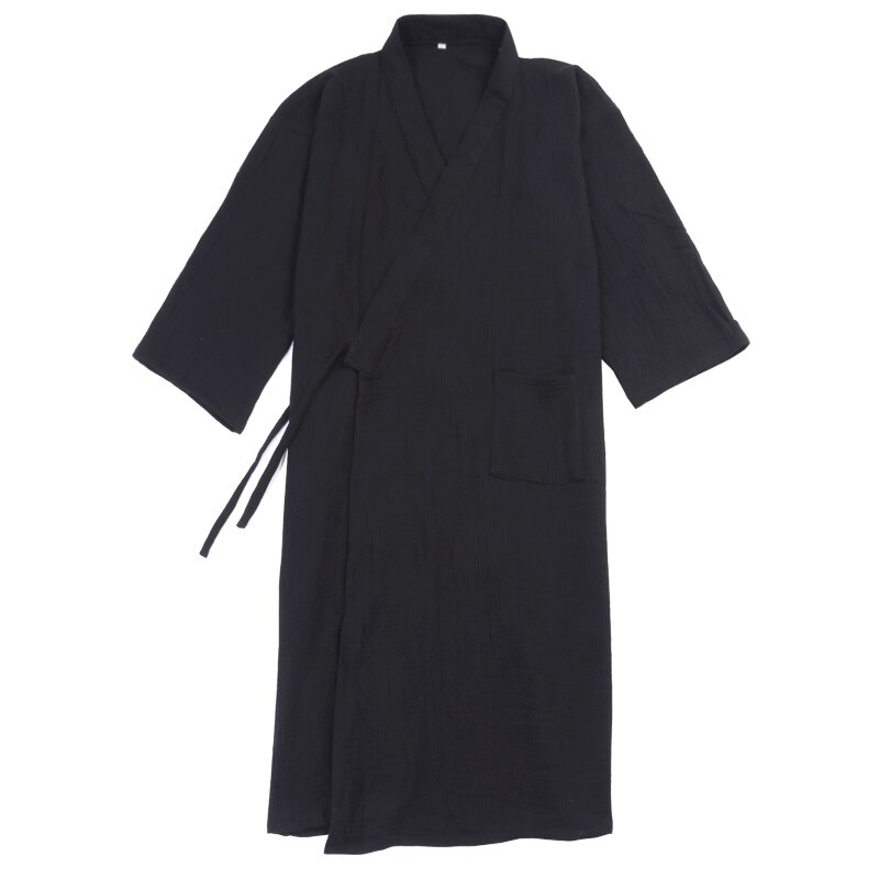 Robe de nuit longue en coton pour homme, Kimono, pyjama, une autre couche