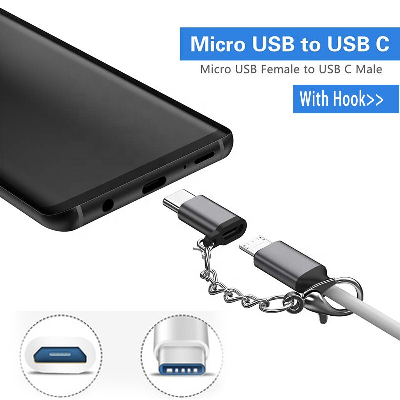 Porta-chaves usb tipo c macho para micro usb fêmea adaptador usb tipo-c apoio otg para xiaomi 4c/letv/huawei/htc oneplus lg tablet