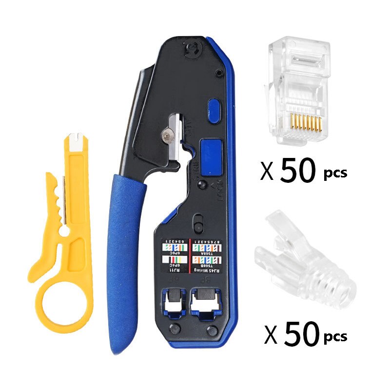 RJ45 Crimping Tool Kit Stripping Pliers CAT5 CAT5e CAT6 Crimping Pliers RJ11/RJ12 6P 8P Modular Crimper Cable Stripping Pliers: E