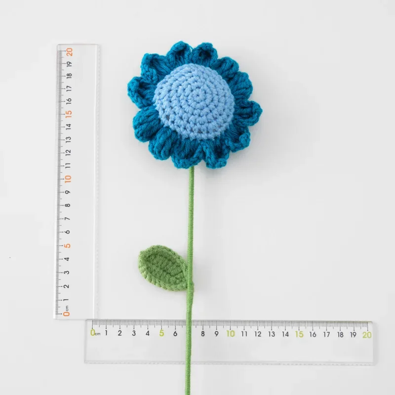 1pc tricot tournesol Bouquet Crochet fleurs remise des diplômes Bouquet de fleurs décor de fête de mariage amis Flores un Crochet: Bleu