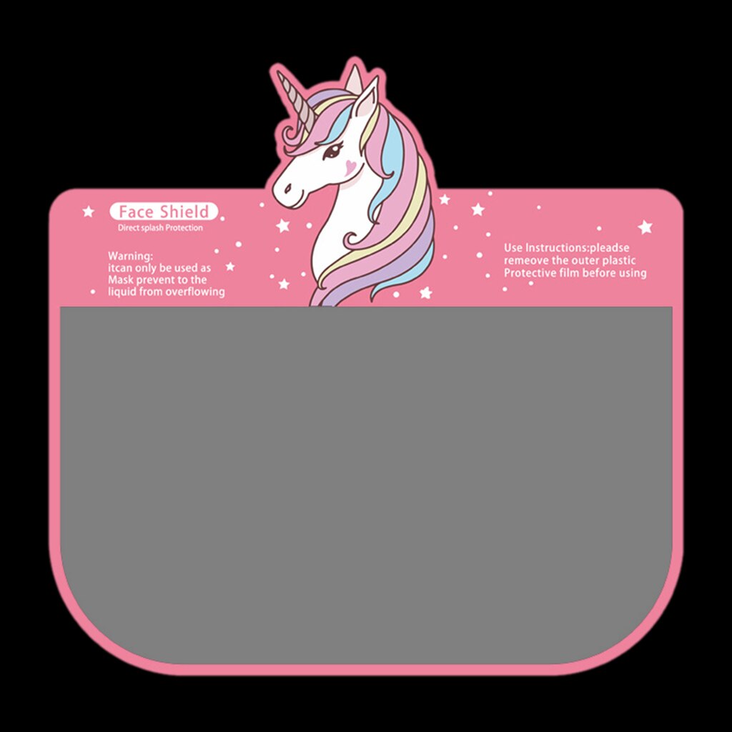 Cartoon Kids Children Safety Elastic Full Face Shield Nursery Kindergarten Protection Washable Clear Visor Cap Headwear: unicorn