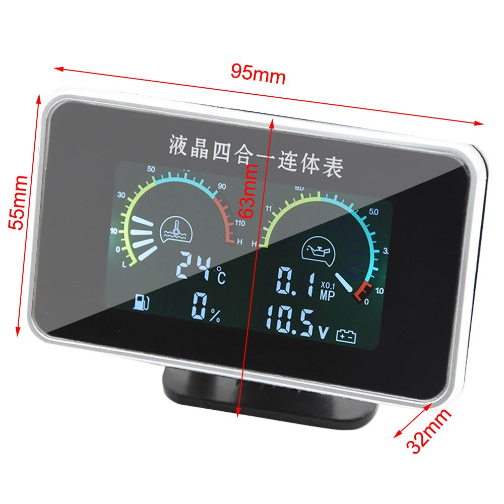 4 in1 12v 24v calibre automático 52mm medidor de pressão óleo do carro temperatura nível combustível medidor de pressão da água temp calibre tensão do motor