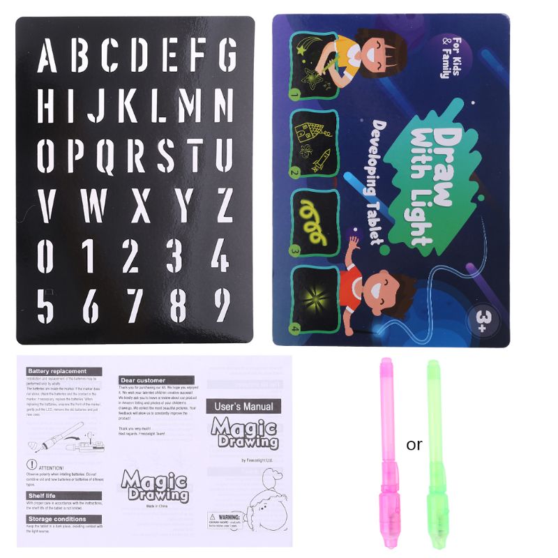 Bambini Fluorescente Tavolo da disegno Magico Disegnare con la Luce Divertimento Lo Sviluppo di Regalo Del Giocattolo: A3-Blue1