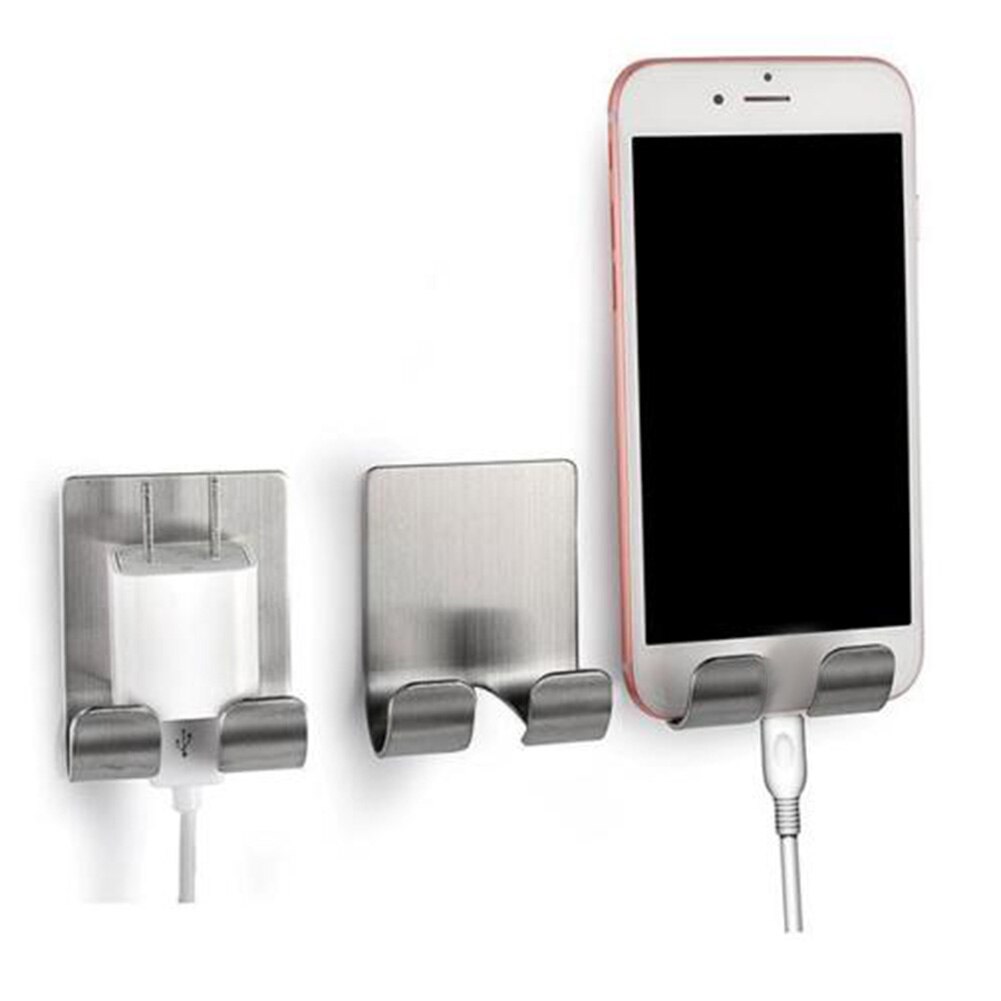 Multifunction Razor Horder Self Adhesive Practical Stainless Steel Hanger Socket Rack Self Adhesive Plug Hook Double Socket Rack