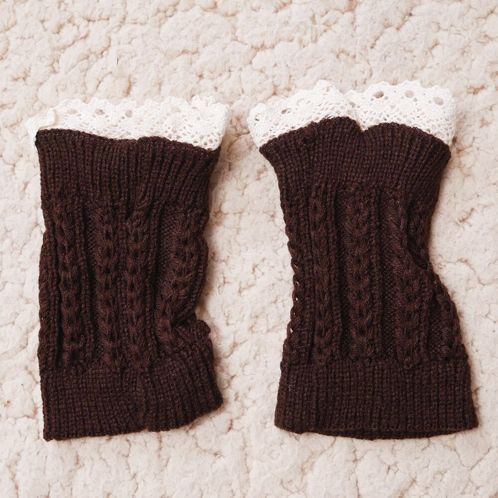 Calcetines de punto para botas, calentadores de piernas cortas para mujer, calcetines tejidos de encaje, accesorios para botas de