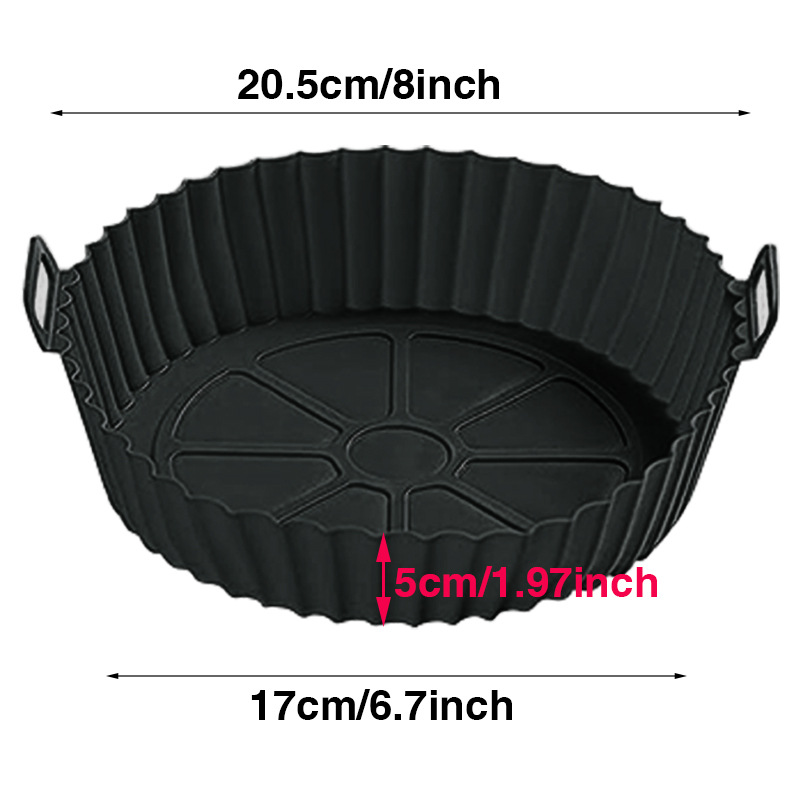 Air Fryer Silicone Liners Air Fryer Silicone Pot Reusable Silicone Air Fryer Liners Food Safe Non Stick Air Fryer Basket Accesso: black