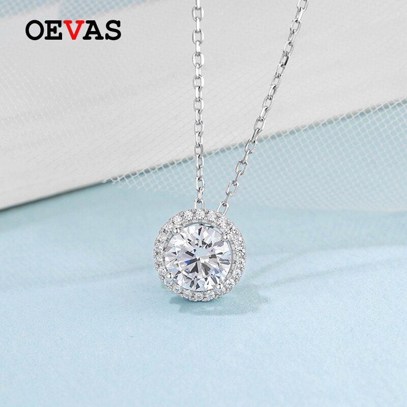 Oevas real 1 quilates d cor moissanite nupcial pingente colar 100% 925 prata esterlina espumante festa de noivado jóias finas