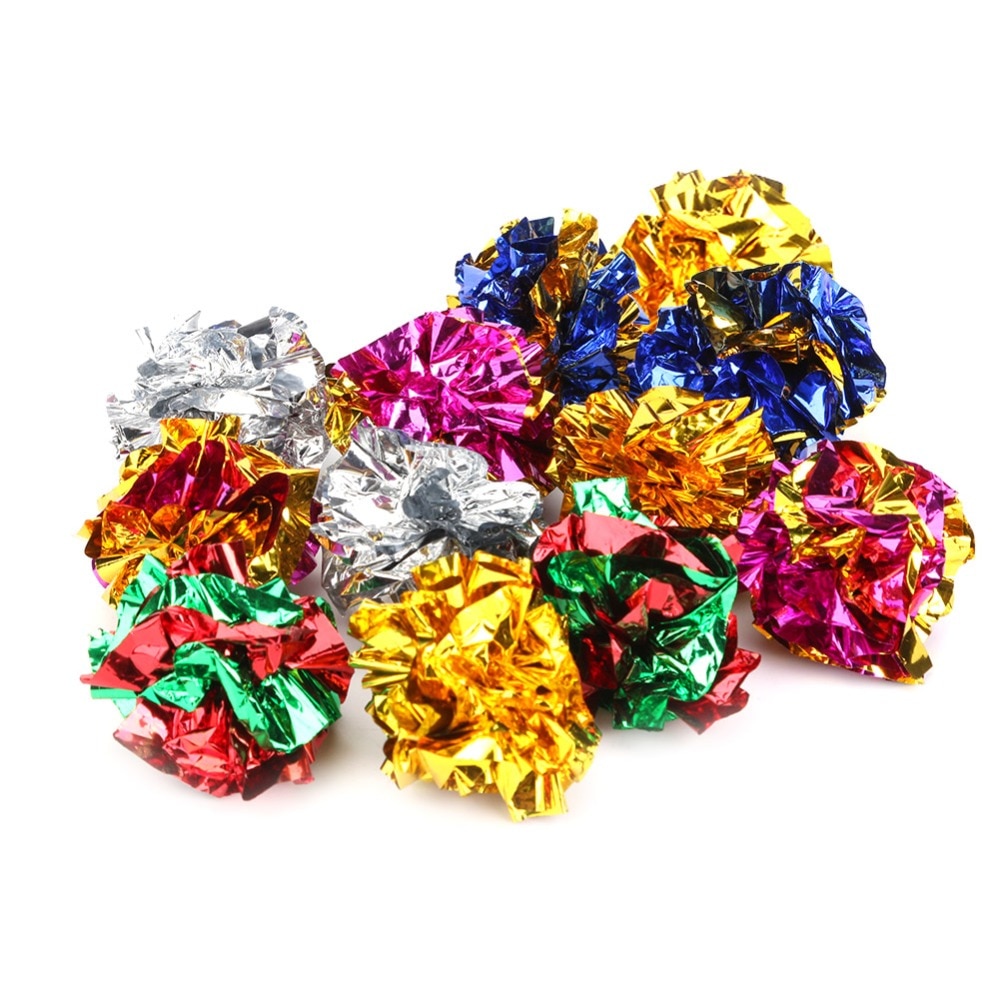 1/12Stck Katze Mylar kräuseln Bälle Katze Spielzeug Interaktive Klang Ball Große Kunststoff Kugeln kräuseln Knistern Ring Papier kätzchen Haustier Spielen Spielzeug