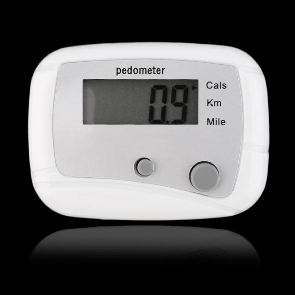 Distance Step Counter Mini Run Digital Walking LCD Pedometer: White
