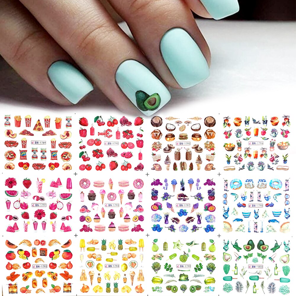 12pcs Spring Flower Nail Stickers Sunflowers Deisgn Water Transfer Decals DIY Nail Art Watermark Manicure Manicure Decor: BN1789-1800