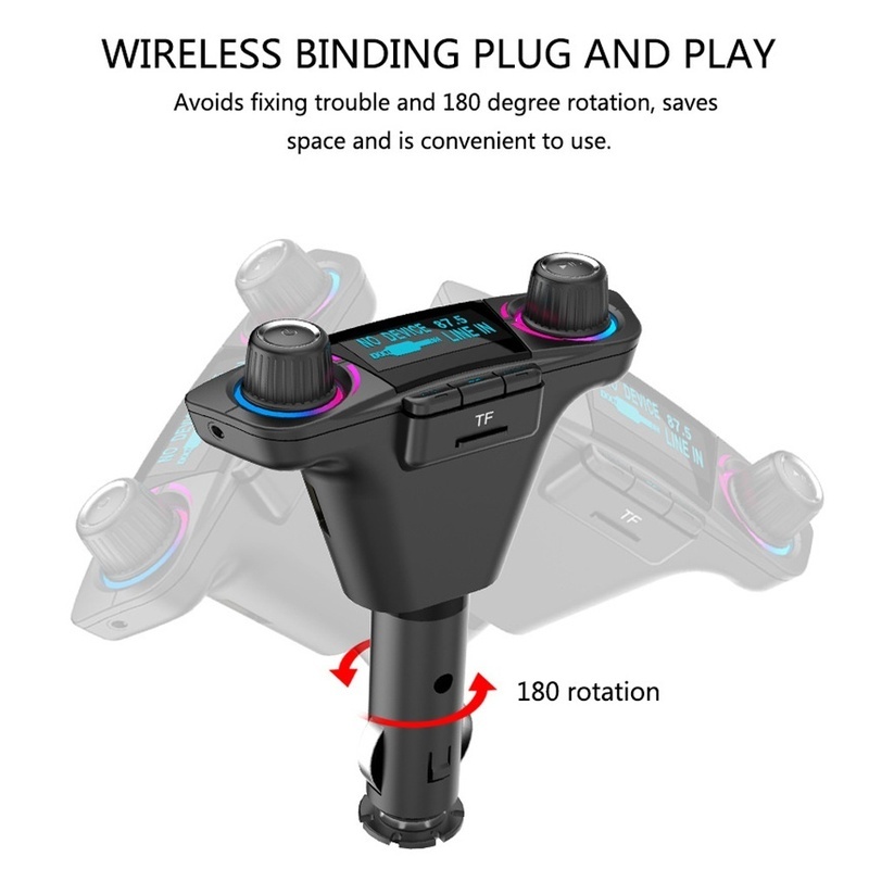 Vention Car Charger - Bluetooth 5.0 FM Transmitter - Dual USB Ports - QC 3.0 Fast Charging
