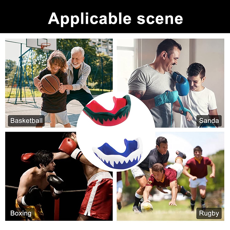 ELOS-2Stck FußBall Mund Schutz, Weiche Jugend Mund Schutz FußBall Mundstück, Sport Mund Schutz Für Boxen Rugby, Lacrosse Goggle
